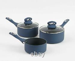 Cermalon 5-Piece Blue Pan Set with Grey Sparkling Non-Stick Coating