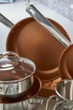Cermalon 8 Piece Stainless Steel Non-Stick Copper Pan Set with 3 Glass Lids
