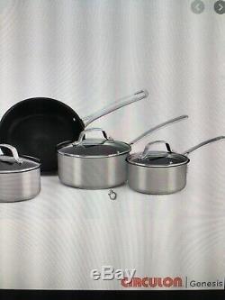 Circulon Genesis 4 Piece Set With Glass Lids Stainless Steel Pans Induction Safe