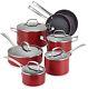 Circulon Genesis Aluminum Nonstick 12-Piece kitchen Cookware Set Red pots pans