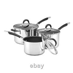 Circulon Infinite Saucepan Set in Stainless Steel with Glass Lids Pack of 3
