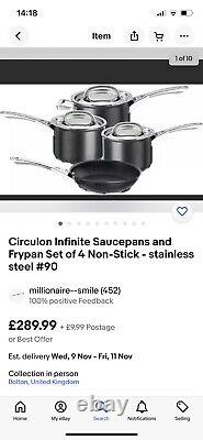 Circulon Infinite Saucepans and Frypan Set of 4 Non-Stick Rrp £229