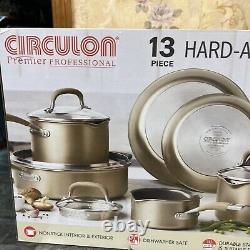 Circulon Premier Professional 13-Pc Hard Anodized Cookware Set Bronze Gold See