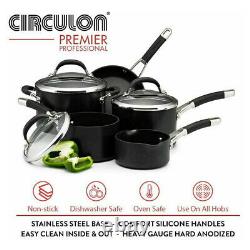 Circulon Premier Professional Hard Anodised Nonstick Cookware Set Black 13 Piece