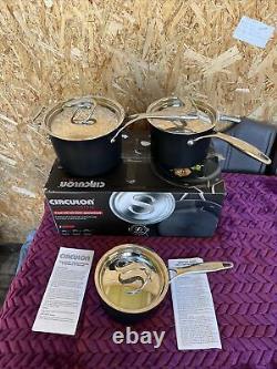 Circulon Saucepan Set Style 3 Piece Hard Anodized New RRp £199 Suits Induction