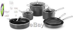 Classic Pots And Pans Set, 10-Piece Nonstick Cookware Set, Grey