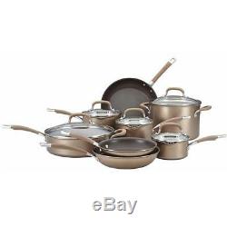 Cookware Hard Anodised Induction 13 Piece Set Bronze Pan Saucepan Non Stick Pot