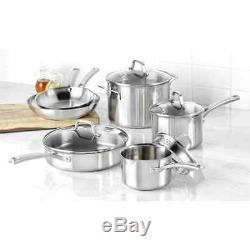 Cookware Set 10-Piece Calphalon Classic Stainless Steel Pan Pots Kitchen Cooking