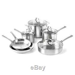 Cookware Set 10-Piece Calphalon Classic Stainless Steel Pan Pots Kitchen Cooking