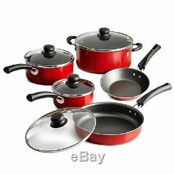 Cookware Set 9-Piece Pots and Pans Non-Stick Kitchen Cooking Stainless Steel Red