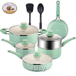Cookware Set Kitchen Pots and Pans Set Ceramic Coating Nonstick Aluminum 12-PCS