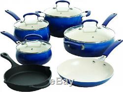 Cookware Set Non-Stick Coating 10 Piece Cobalt Ceramic Pots And Pans Set