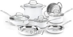 Cookware Set with Lids 11 Pc Metallic White Saucepan Saute Pan Stockpot Skillet