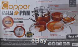 Copper 10-Piece Nonstick Cookware Set New Kitchen, Chef Frying Pan, Pots and Pans