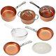 Copper Chef 9Pc Non-Stick Cookware Set Round Kitchenware Lids Pans Induction NEW