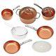 Copper Chef 9 Pc Cookware Set Round Kitchenware Lids Pans Non-Stick Induction