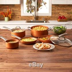 Copper Chef 9 Piece Cookware Set Round Kitchenware Lids Pans Non-Stick Induction