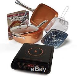 Copper Chef Induction Cooktop 6 Piece Non Stick Cookware 9.5 Deep Square Pan