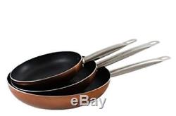 Copper Kitchen Accessories Set Of 3 Non Stick Frying Pans Home Aluminium Frypans