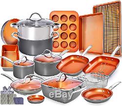 Copper Pots and Pans Set Nonstick Cookware Set 23pc Induction Cookware Sets