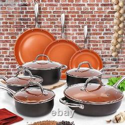 Copper Set Pan Cookware Induction Non Stick Ceramic Frying Cooking 13 Piece UK