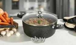 Daewoo Glace Noir 8pc Non-Stick Saucepans Grill/Frying Pans, Casserole Set Black
