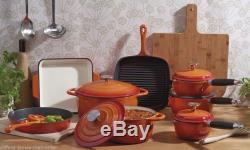 Deluxe Cast Iron Enamel Cookware Set Casserole Dish Griddle Pan 3 5 8 Piece