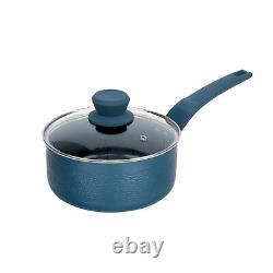 Diamond Ceramic Teal Blue Induction Cooking Saucepans Frying Pans Pots
