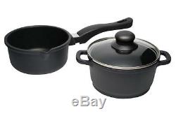 ELO Black Die-Cast Aluminum Kitchen Cookware Pots and Pans Set with Durable