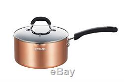 EPPMO 12 Piece Copper Nonstick Cookware Set, Aluminum Pots and Pans, Dishwasher