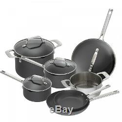 Emeril Hard Anodized 11 Pc Cookware Set in Black Saucepan Fry Pan Stock Pot