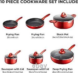 Fadware Induction Pots and Pans Set, 10 Piece Non Stick Cookware Set, Stay Cool