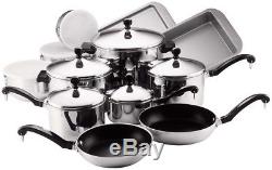 Farberware 17 Piece Stainless Steel Cookware Set Pots Pan Pans Kitchen Nonstick