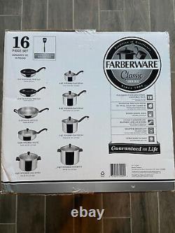 Farberware Classic Series Stainless Steel 16-Piece Cookware Set NEW & SEALED