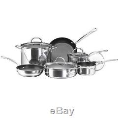 Farberware Stainless Steel Cookware Set Nonstick 10 Piece Pan and Pots Kitchen