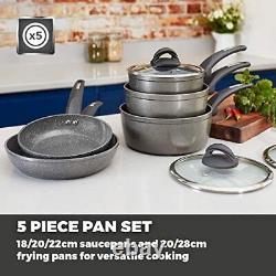Forged Pan Set 5 Piece, Non-Stick with Soft Handles, Graphite