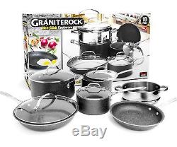 GRANITEROCK 10 Piece Cookware Set, As Seen On TV, Fry & Quart Sauce Pans & More