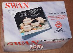 Genuine Retro Original Swan 4 Piece Pan Set Oatmeal, Vintage Kitchen Cookware