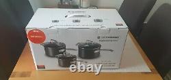 Genuinely Le Creuset Toughened Non-Stick 3 Piece Saucepan Set With Glass Lids