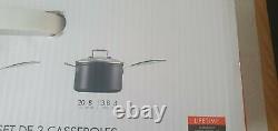 Genuinely Le Creuset Toughened Non-Stick 3 Piece Saucepan Set With Glass Lids