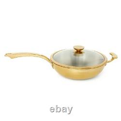 Gold Induction Cooking Pots Pans Frying Pan Cookware Set, Stainless Steel
