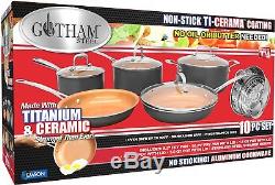 Gotham Steel 10-Piece Nonstick Copper Chefs Frying Pan And Cookware Set