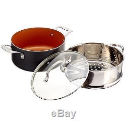 Gotham Steel Ceramic Non Stick Dishwasher Safe 10 Pc Cookware Set Pan Pot Copper