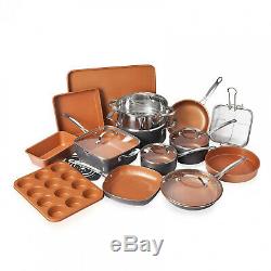 Gotham Steel Cookware Bakeware 20-Piece Non-Stick Pot Pan Casserole Set (Copper)