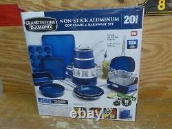 Granitestone Blue 20 Piece Pots and Pans Set, Complete Cookware & Bakeware Set w