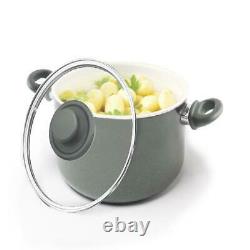 GreenLife Ceramic Non-Stick 18 Piece Cookware Set Pots Pans Utensils Gray New