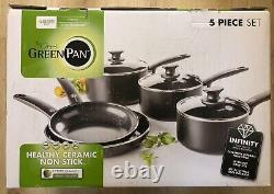 GreenPan Cambridge Healthy Ceramic Non-Stick Pots and Pans Set, 5 Piece, PFAS