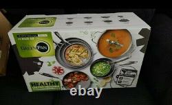 GreenPan Ceramic Non-Stick 11-Piece Cookware Set, Silver Brand New In Box