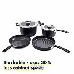 GreenPan Levels Stackable Ceramic Nonstick Hard Cookware Pots Pans Set 6 Pc