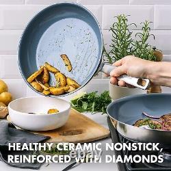 GreenPan Stainless Steel Healthy Ceramic Nonstick, 10 Piece Cookware Pan Set